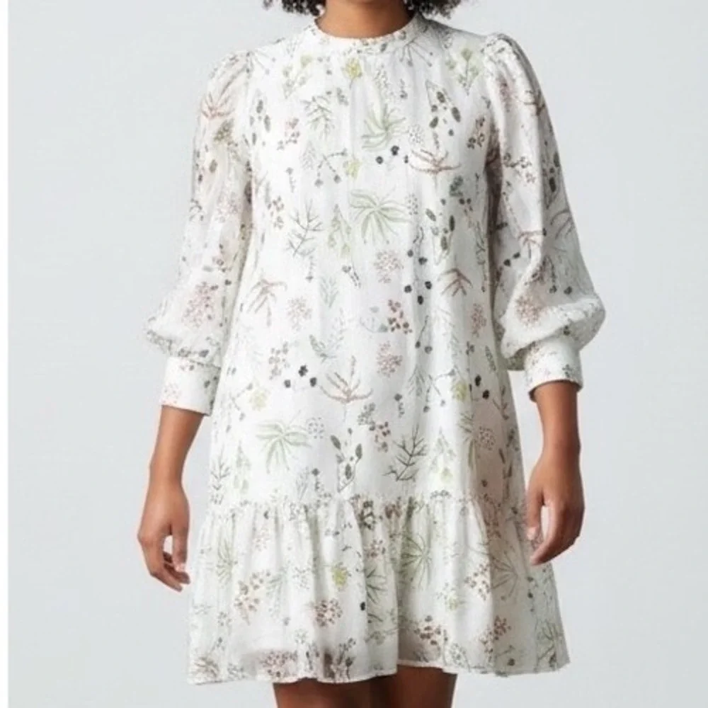 Soaked in Luxury Tunic Dress‎ L Floral Puff Sleeve ethereal cottagecore coastal
